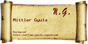 Mittler Gyula névjegykártya